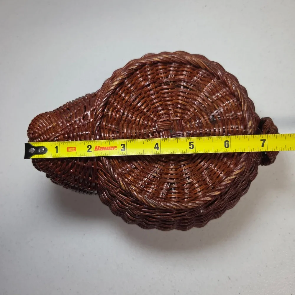 Bunny Rabbit Wicker Basket Easter‎ Plant Pot Holder Dark Brown Woven 7 Inch